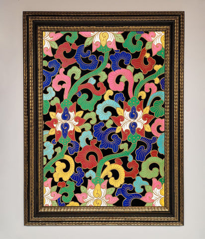 Vintage Flower Swirls Framed Wall Art