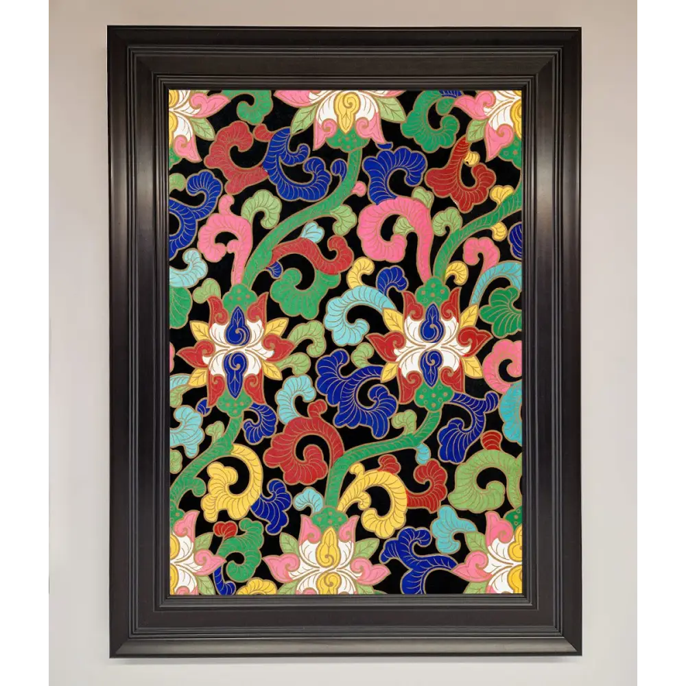 Vintage Flower Swirls Framed Wall Art - A1 (59.4 x 84.1 cm) / Matt Black - Framed Print