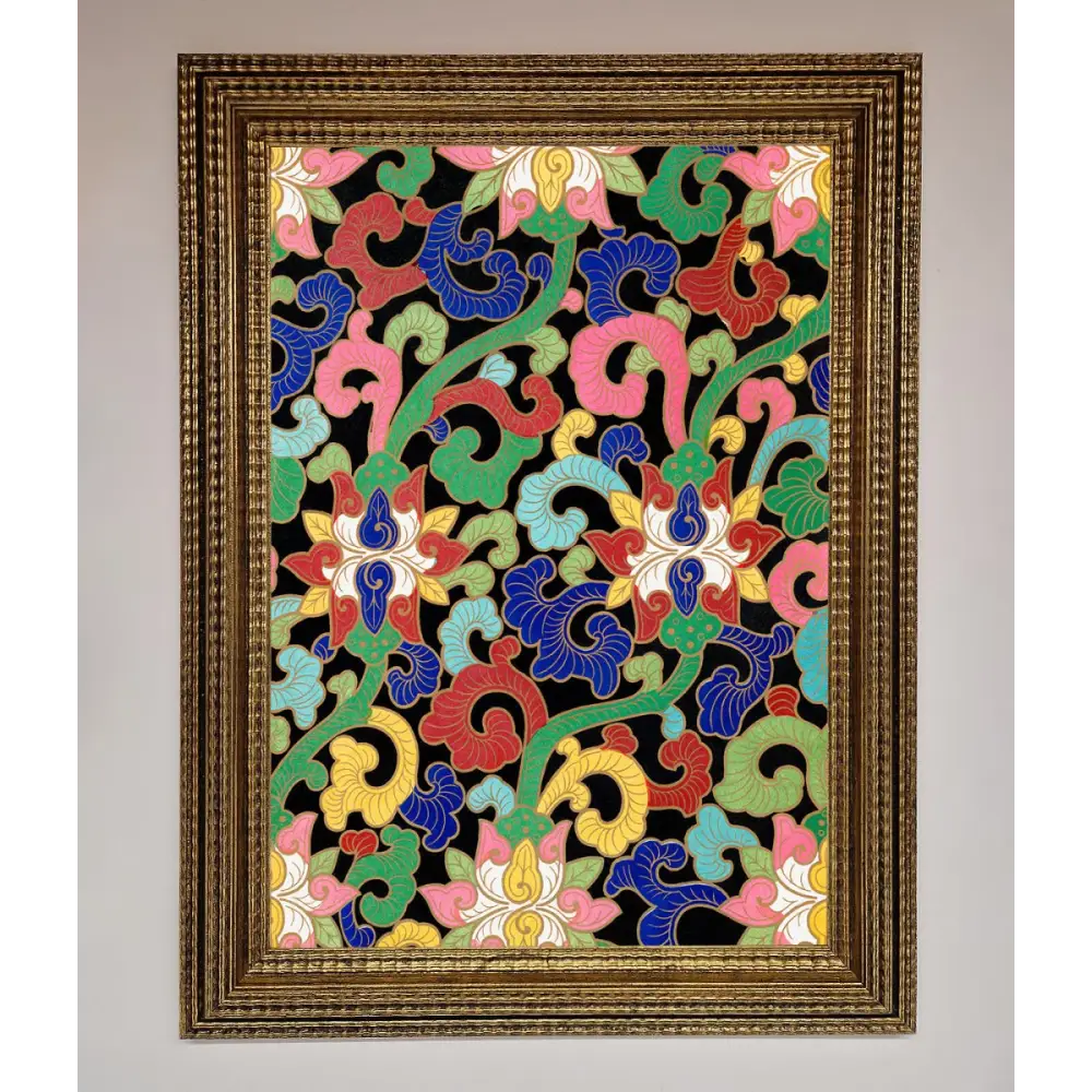 Vintage Flower Swirls Framed Wall Art - A3 (29.7 x 42 cm) / Ornate Gold - Framed Print