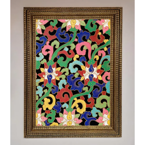 Vintage Flower Swirls Framed Wall Art - A3 (29.7 x 42 cm) / Ornate Gold - Framed Print