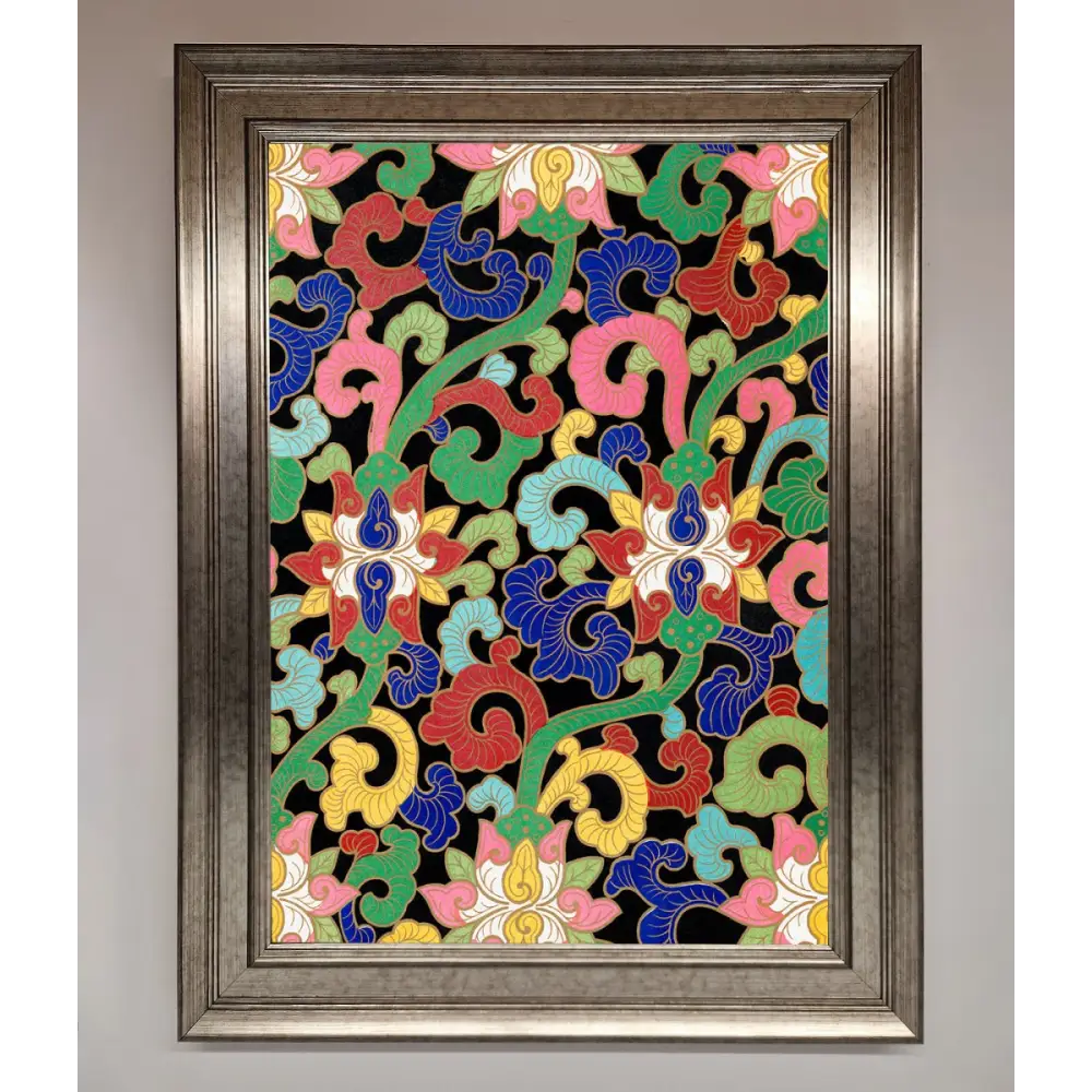 Vintage Flower Swirls Framed Wall Art - A3 (29.7 x 42 cm) / Silver - Framed Print