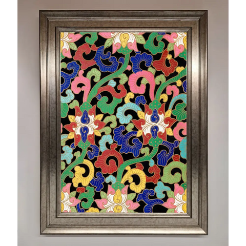 Vintage Flower Swirls Framed Wall Art - A3 (29.7 x 42 cm) / Silver - Framed Print