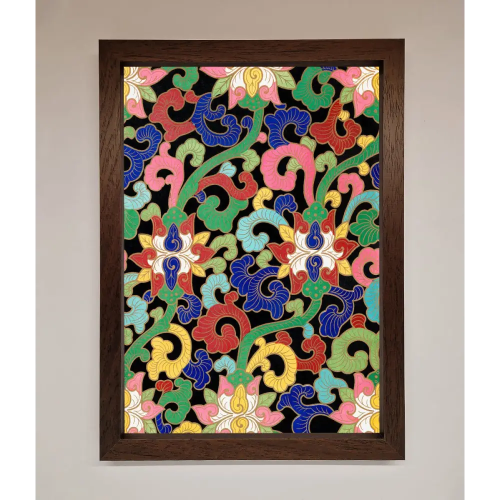 Vintage Flower Swirls Framed Wall Art - A3 (29.7 x 42 cm) / Walnut - Framed Print