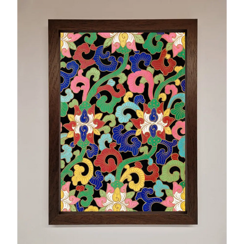 Vintage Flower Swirls Framed Wall Art - A3 (29.7 x 42 cm) / Walnut - Framed Print