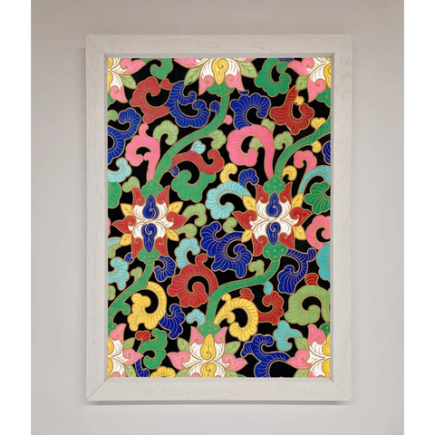 Vintage Flower Swirls Framed Wall Art - A3 (29.7 x 42 cm) / White - Framed Print