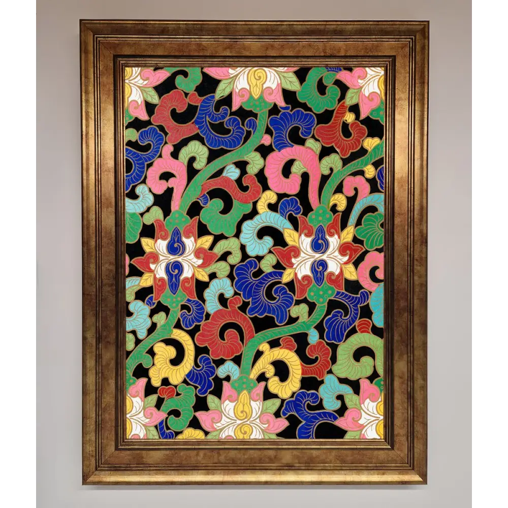 Vintage Flower Swirls Framed Wall Art - B0 (100 x 141 cm) / Bronze - Framed Print