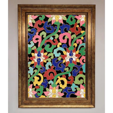 Vintage Flower Swirls Framed Wall Art - B0 (100 x 141 cm) / Bronze - Framed Print