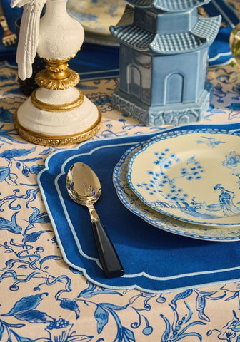 Blue and cream porcelain dessert plate with delicate blue floral and bird motifs set of 4 virginia blue and white