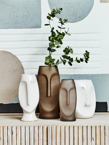 Viso Grey Small Face Design Vase