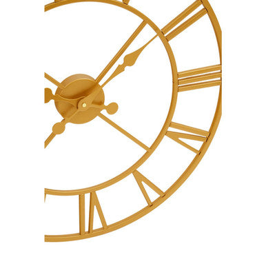 Vitus gold finish wall clock with gold-toned metal half-circle design and roman numerals finish wall clock