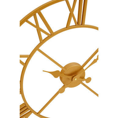 Vitus gold finish wall clock featuring a gold finish wall metal design with roman numerals and minimalist style