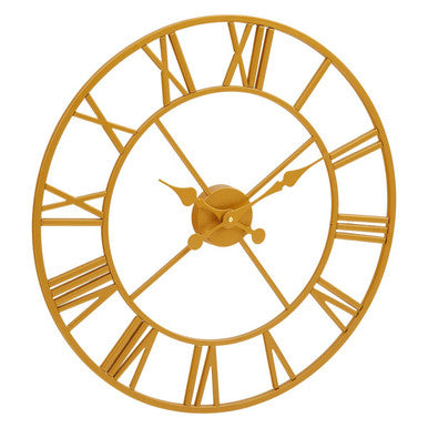 Gold finish wall clock vitus with roman numerals and minimalist design in gold toned metal finish wall clock