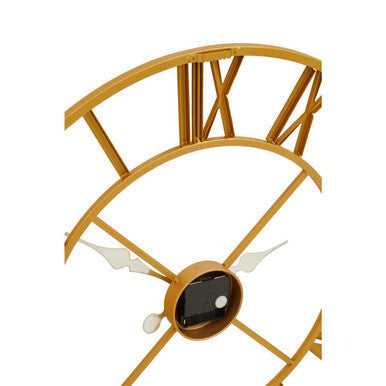 Vitus gold finish wall clock with gold-toned metal and roman numerals features white hands and elegant gold finish design