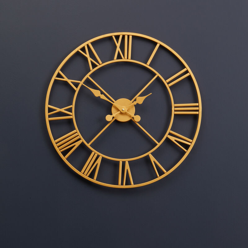 Vitus gold finish wall clock with gold finish minimalist design roman numerals and slender hands for stylish decor