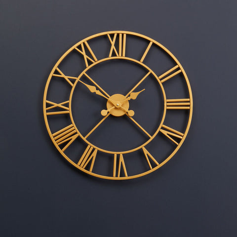 Vitus gold finish wall clock with gold finish minimalist design roman numerals and slender hands for stylish decor