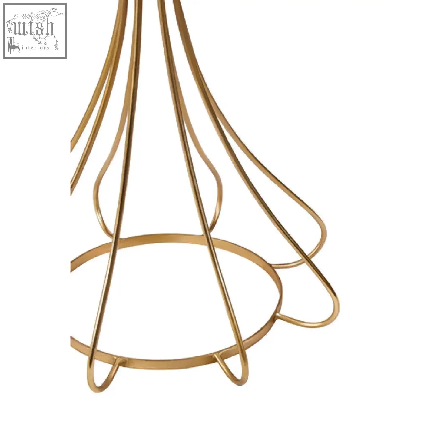 Gold-toned wire stand with openwork conical design supporting vizzini marble and white marble top with gold legs
