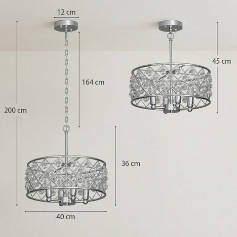 HOMCOM 51 Crystallite Four-Bulb Chandelier - Silver-Tone