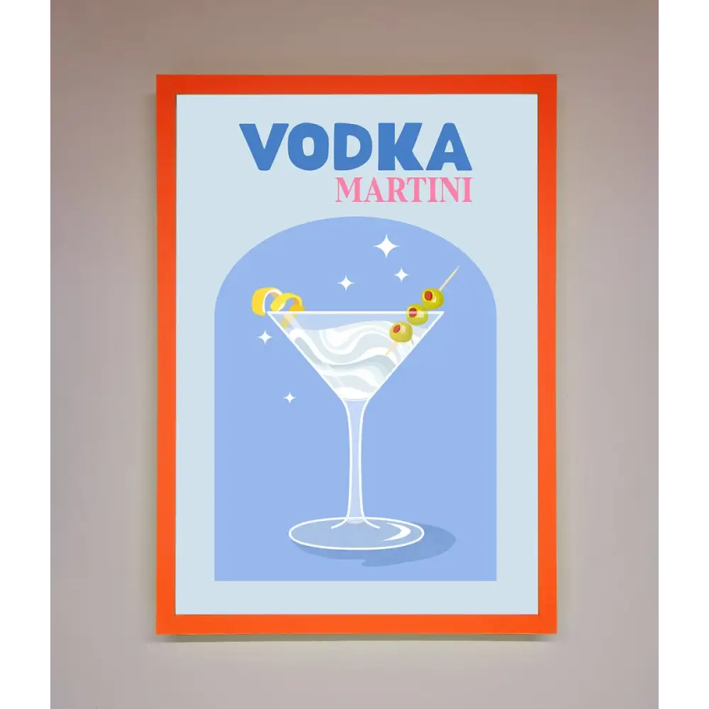 Vodka Martini Framed Wall Art - A3 (29.7 x 42 cm) / Neon Orange - Framed Print