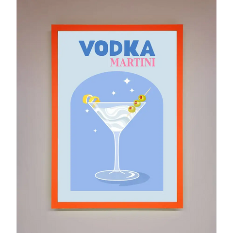Vodka Martini Framed Wall Art - A3 (29.7 x 42 cm) / Neon Orange - Framed Print