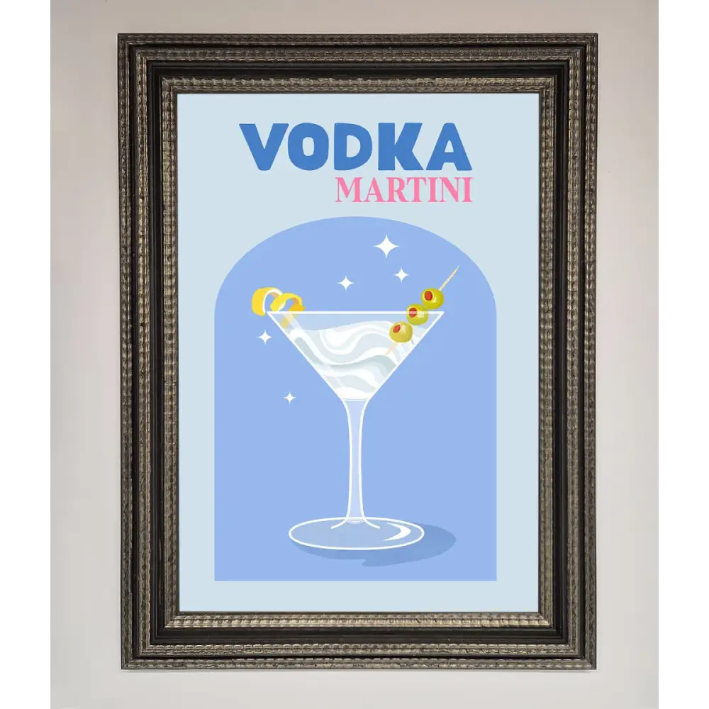 Vodka Martini Framed Wall Art - A3 (29.7 x 42 cm) / Ornate Silver Black - Framed Print