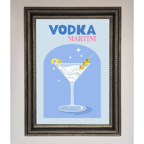 Vodka Martini Framed Wall Art - A3 (29.7 x 42 cm) / Ornate Silver Black - Framed Print