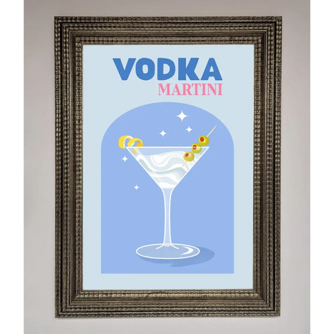 Vodka Martini Framed Wall Art - A3 (29.7 x 42 cm) / Ornate Silver - Framed Print