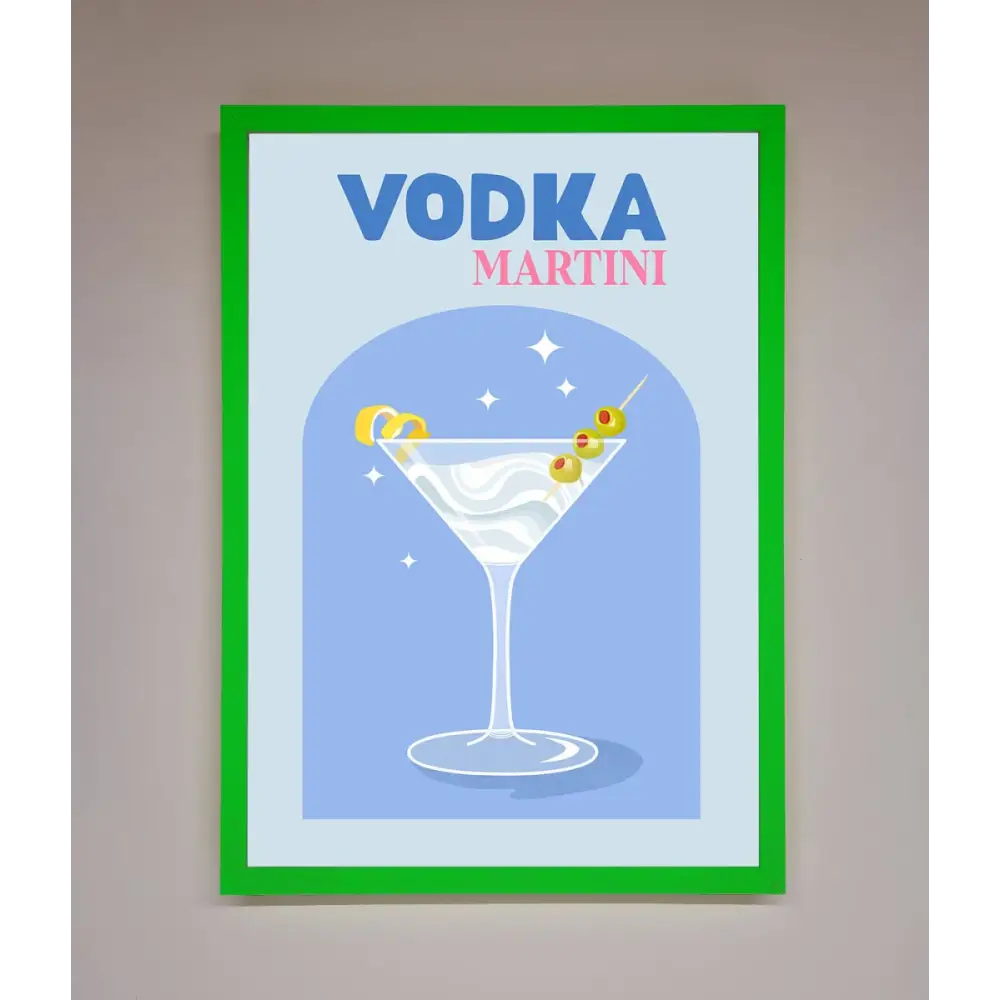 Vodka Martini Framed Wall Art - B0 (100 x 141 cm) / Neon Dark Green - Framed Print