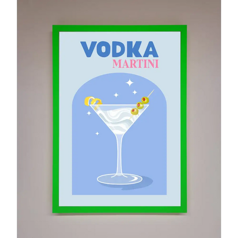 Vodka Martini Framed Wall Art - B0 (100 x 141 cm) / Neon Dark Green - Framed Print