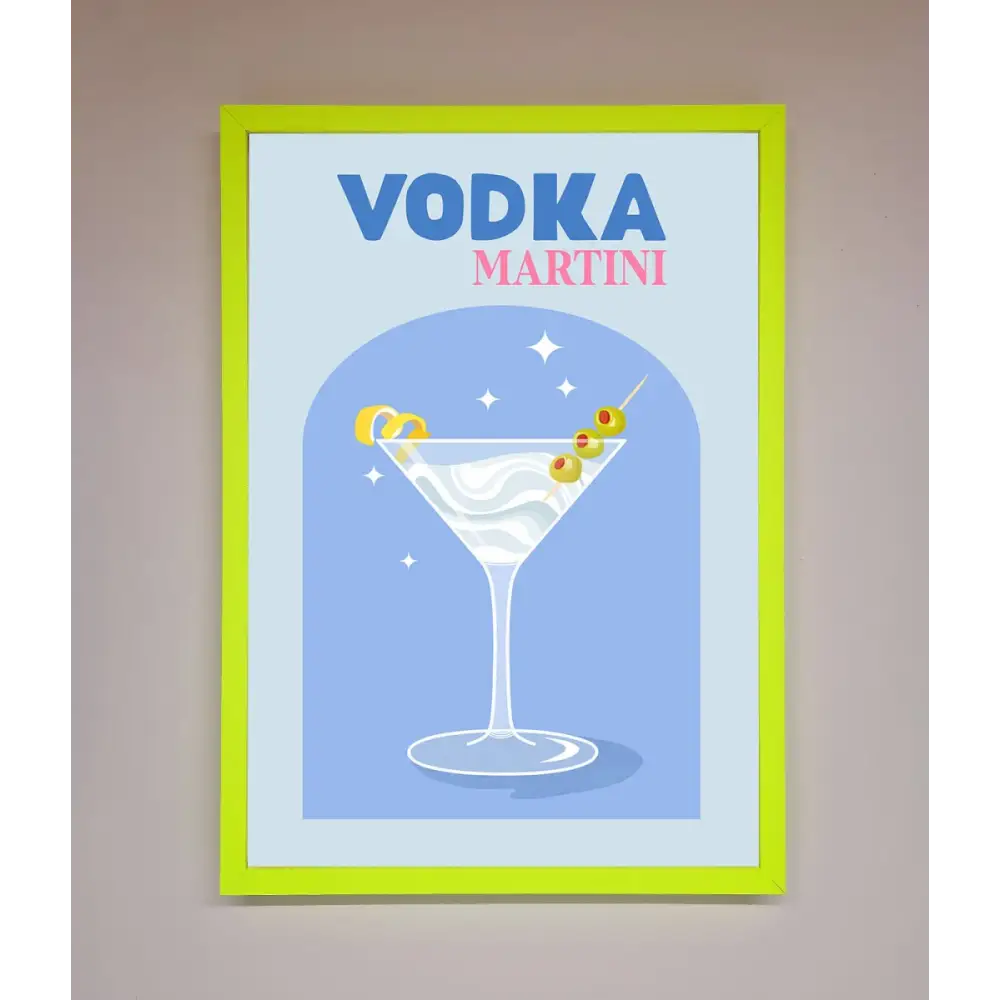 Vodka Martini Framed Wall Art - B0 (100 x 141 cm) / Neon Green - Framed Print