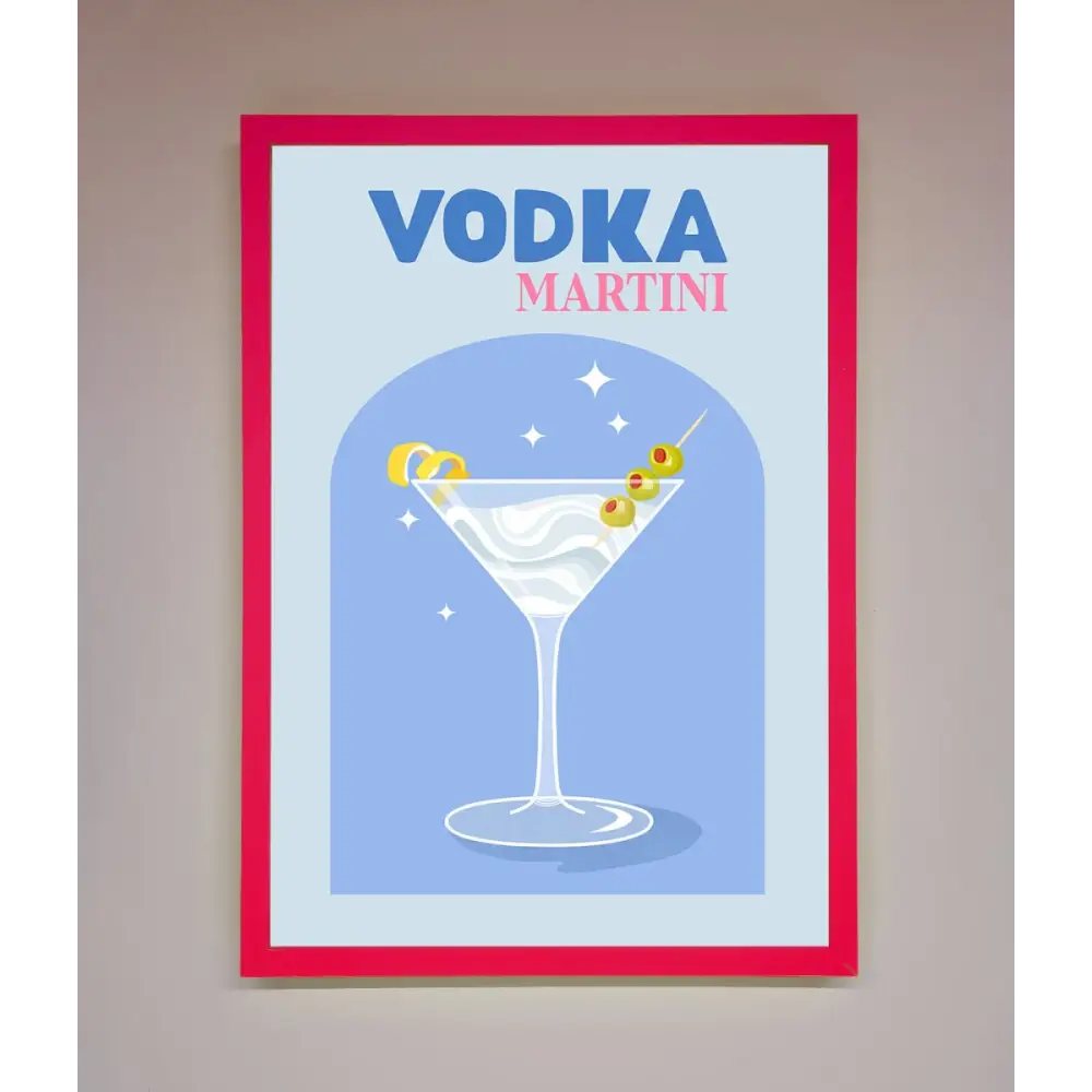 Vodka Martini Framed Wall Art - B0 (100 x 141 cm) / Neon Pink - Framed Print