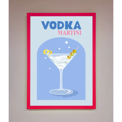 Vodka Martini Framed Wall Art - B0 (100 x 141 cm) / Neon Pink - Framed Print