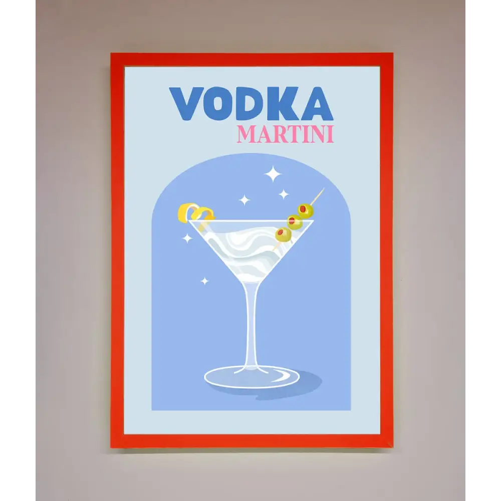 Vodka Martini Framed Wall Art - B0 (100 x 141 cm) / Neon Red - Framed Print