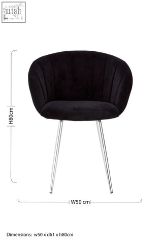 Vogue black and silver velvet chair with black velvet upholstery and sleek chrome legs for stylish seating