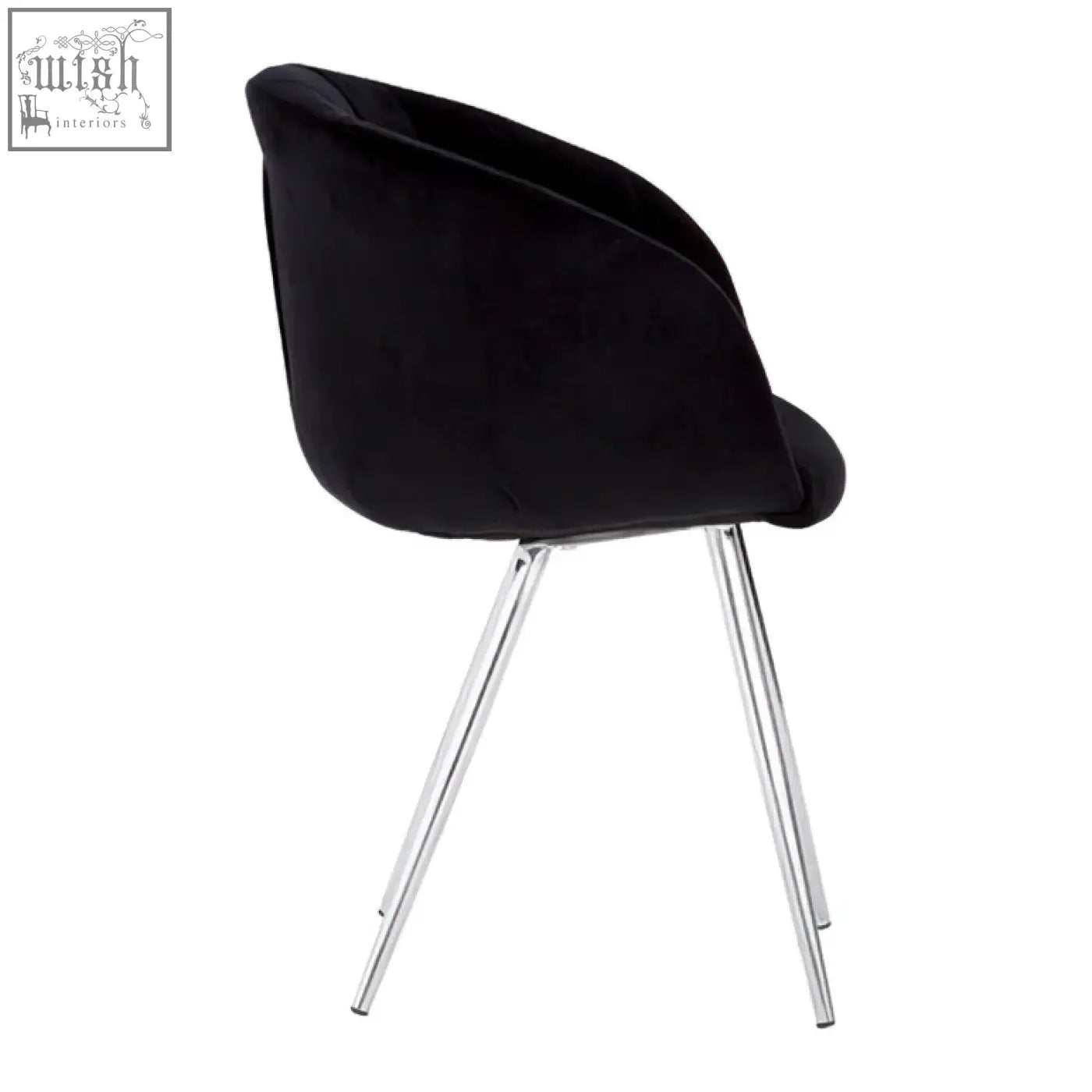 Vogue black and silver velvet chair with sleek black velvet upholstery and slender chrome legs for stylish seating