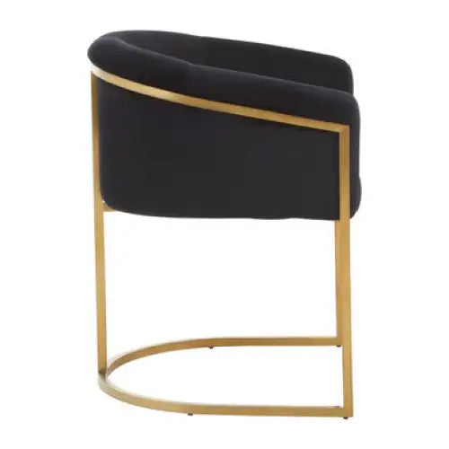 Vogue Black Velvet And Matte Gold Dining Chair - Dining Chair