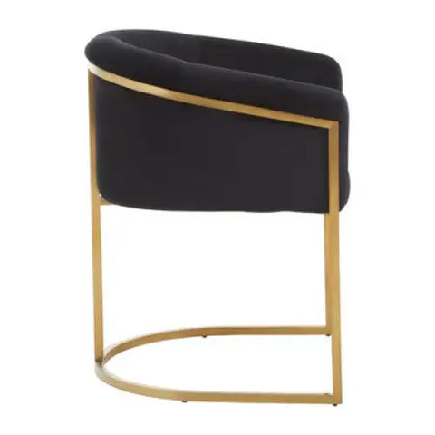 Vogue Black Velvet And Matte Gold Dining Chair - Dining Chair