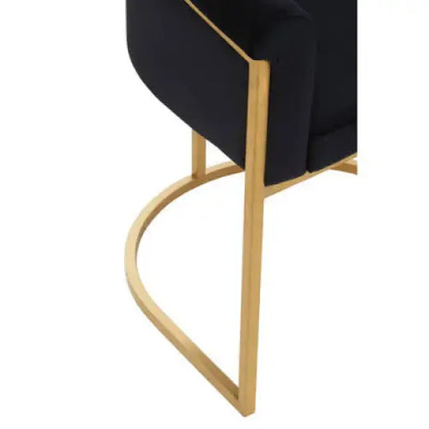 Vogue Black Velvet And Matte Gold Dining Chair - Dining Chair