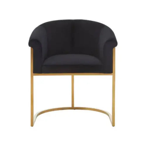 Vogue Black Velvet And Matte Gold Dining Chair - Dining Chair