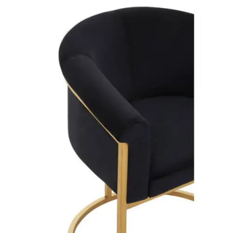 Vogue Black Velvet And Matte Gold Dining Chair - Dining Chair