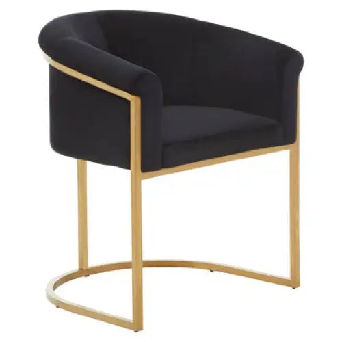 Vogue Black Velvet And Matte Gold Dining Chair - Dining Chair