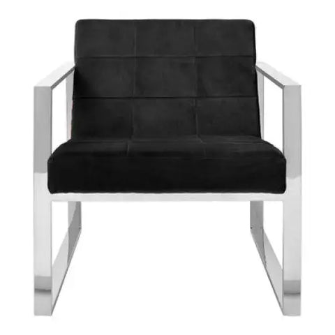 Vogue Black Velvet Lounge Chair - Arm Chair