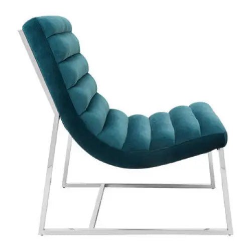 Vogue Teal Velvet Curved Lounge Chair - Arm Chair