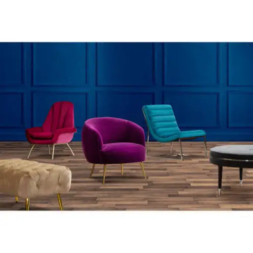 Vogue Teal Velvet Curved Lounge Chair - Arm Chair