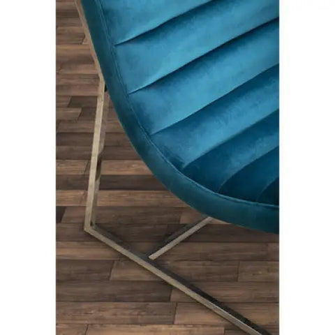 Vogue Teal Velvet Curved Lounge Chair - Arm Chair