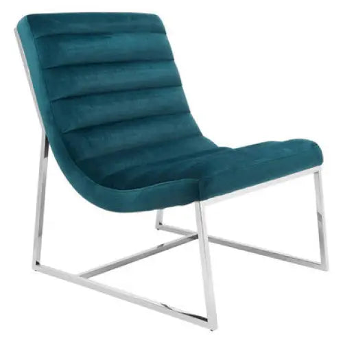 Vogue Teal Velvet Curved Lounge Chair - Arm Chair