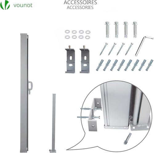 Silver metal sliding door track system with mounting hardware for high quality vounot side awning retractable outdoor privacy screen