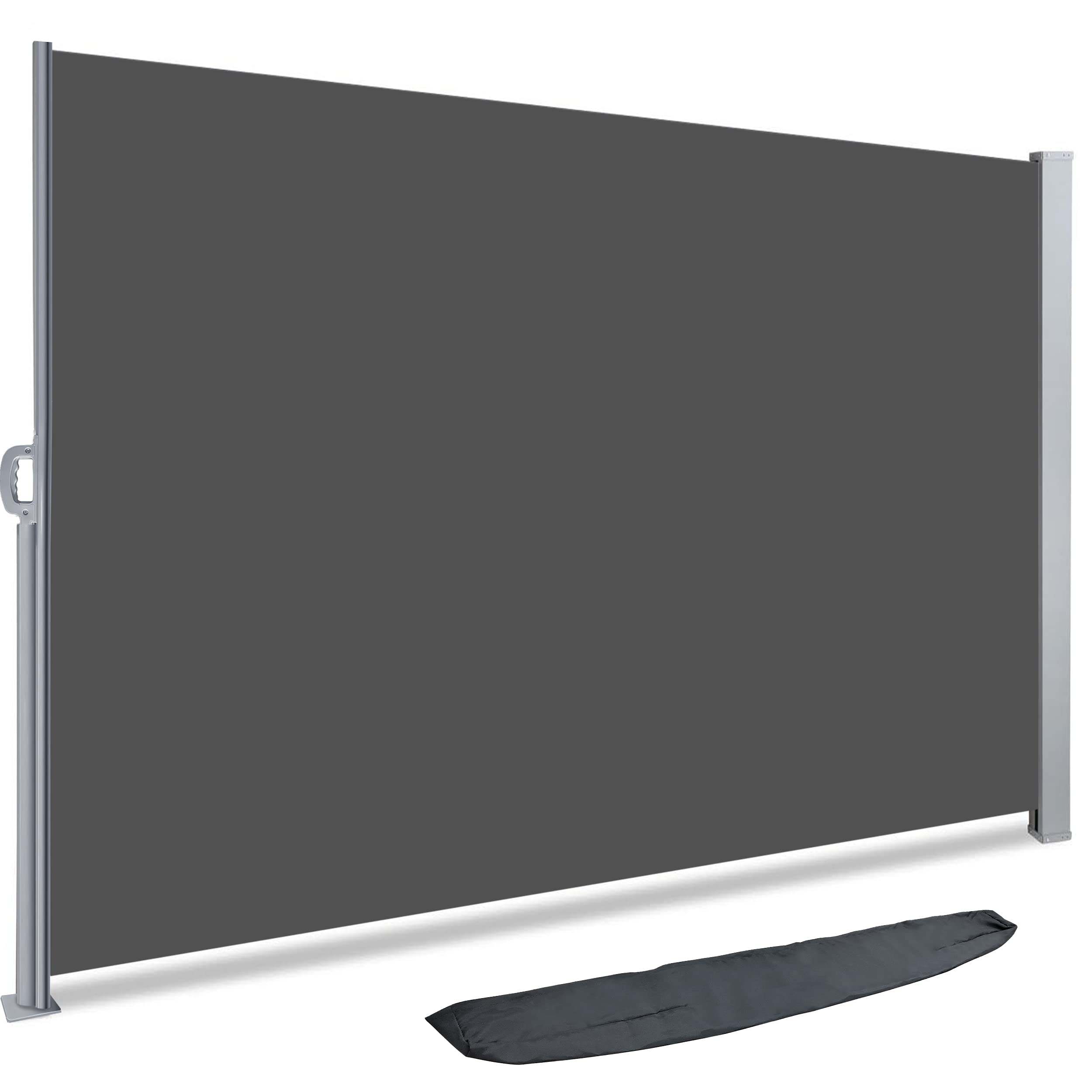 Dark gray high quality vounot outdoor privacy screen with silver metal frame and matching storage bag for balcony use