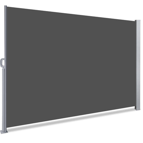 Dark gray retractable outdoor privacy screen with sleek silver metal frame high quality awning retractable for balcony