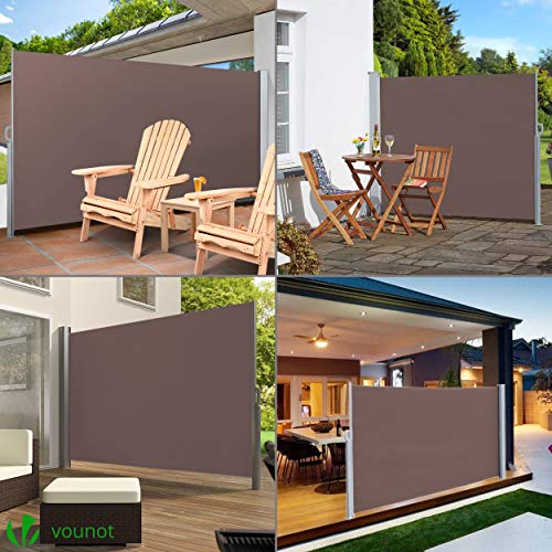 Brown vounot high quality outdoor privacy screen with awning retractable for garden balcony and terrace use
