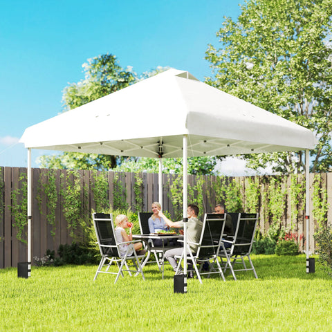 Outsunny 3 x 3 m Pop Up Gazebo with Wheels, UPF50+ One-Touch Outdoor Garden Party Tent Marquee Wedding Awning Canopy, White